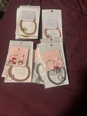 mine Mixed Metal Heart Charm Bracelet Set — Rose Gold & Silver